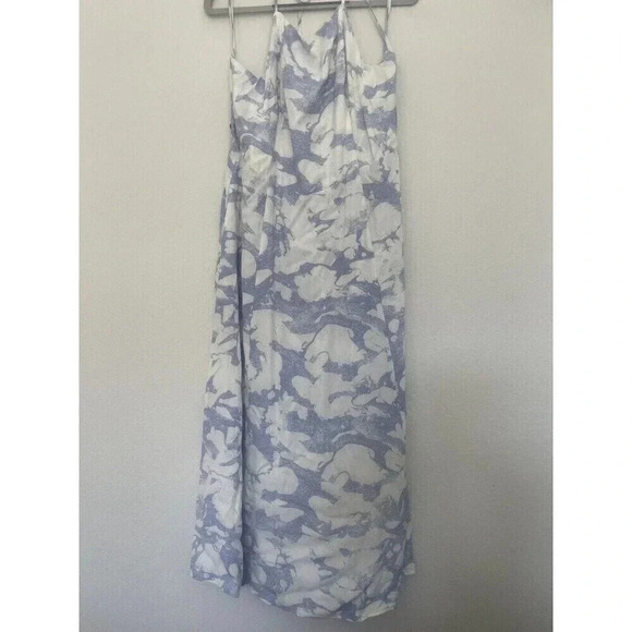Open Edit Womens Size Large Sundress Marble Print Open Back White and Blue - Picture 10 of 12